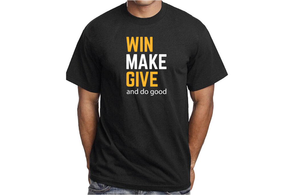 Win Make Give | 100% Cotton T-Shirt (Vertical)