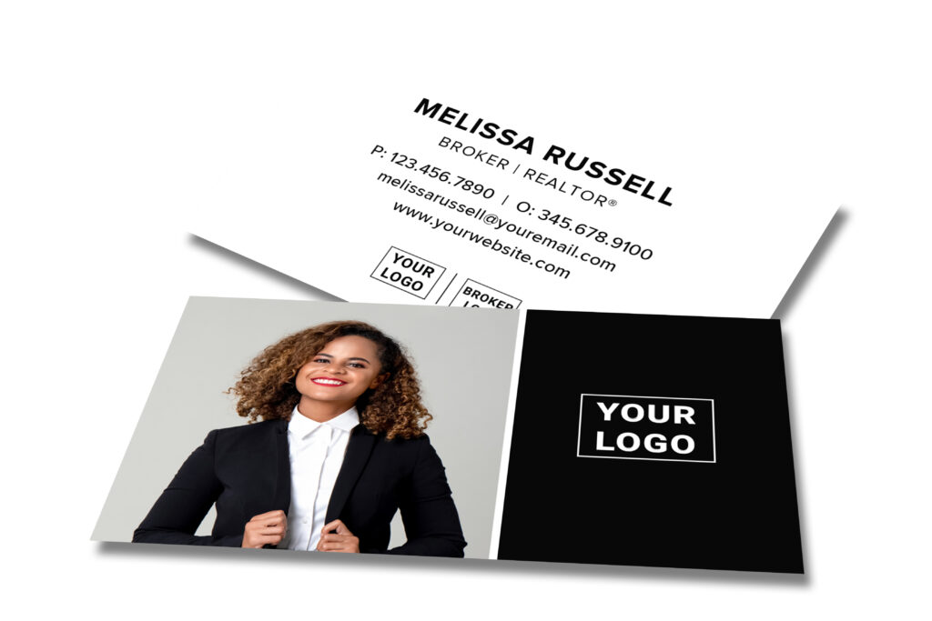 White Business Card with Photo and Black Back