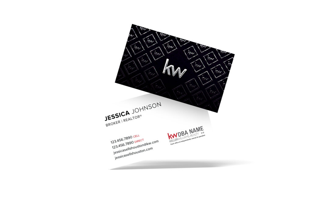 Horizontal White/Black w/ Spot UV Diamond Pattern Foil KW Logo Business Card
